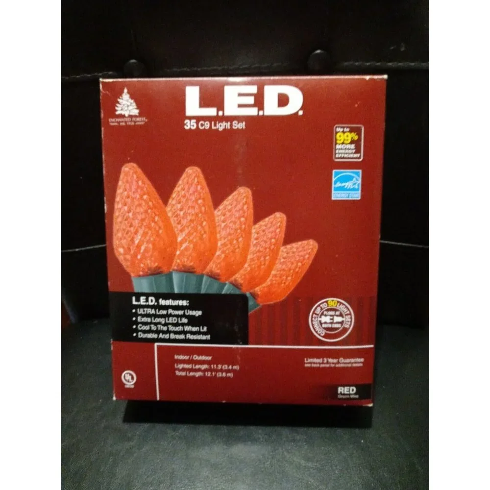 35 LED Christmas Light Set C9 Indoor Outdoor Home Holiday Party String Light RED